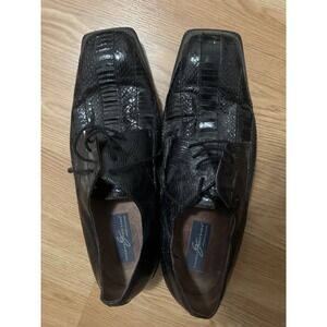 Giorgio Brutini Genuine Snake Skin Black Leather Lace Up Dress Shoes Men 15M